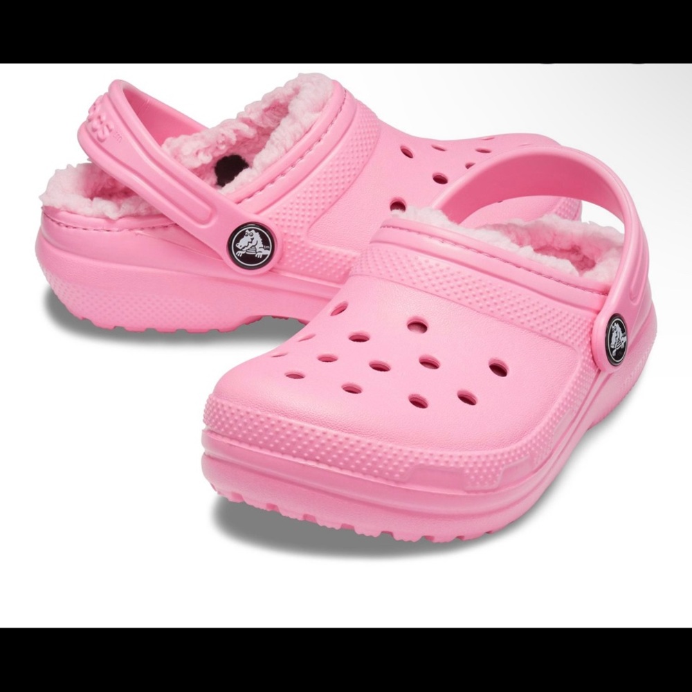 Pink fuzz lined crocs